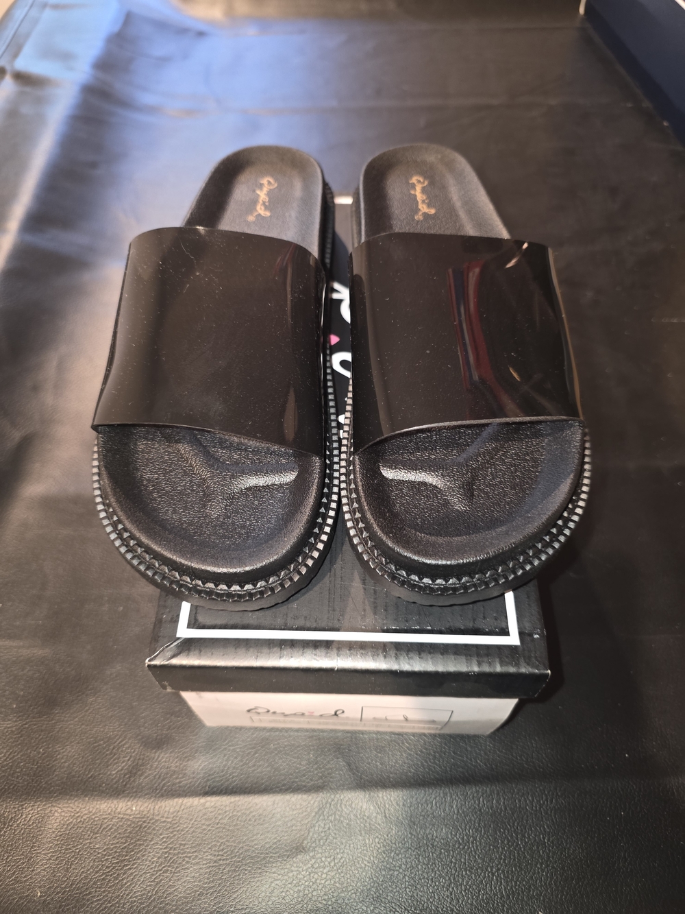 Women's Black PVC Slide Sandals